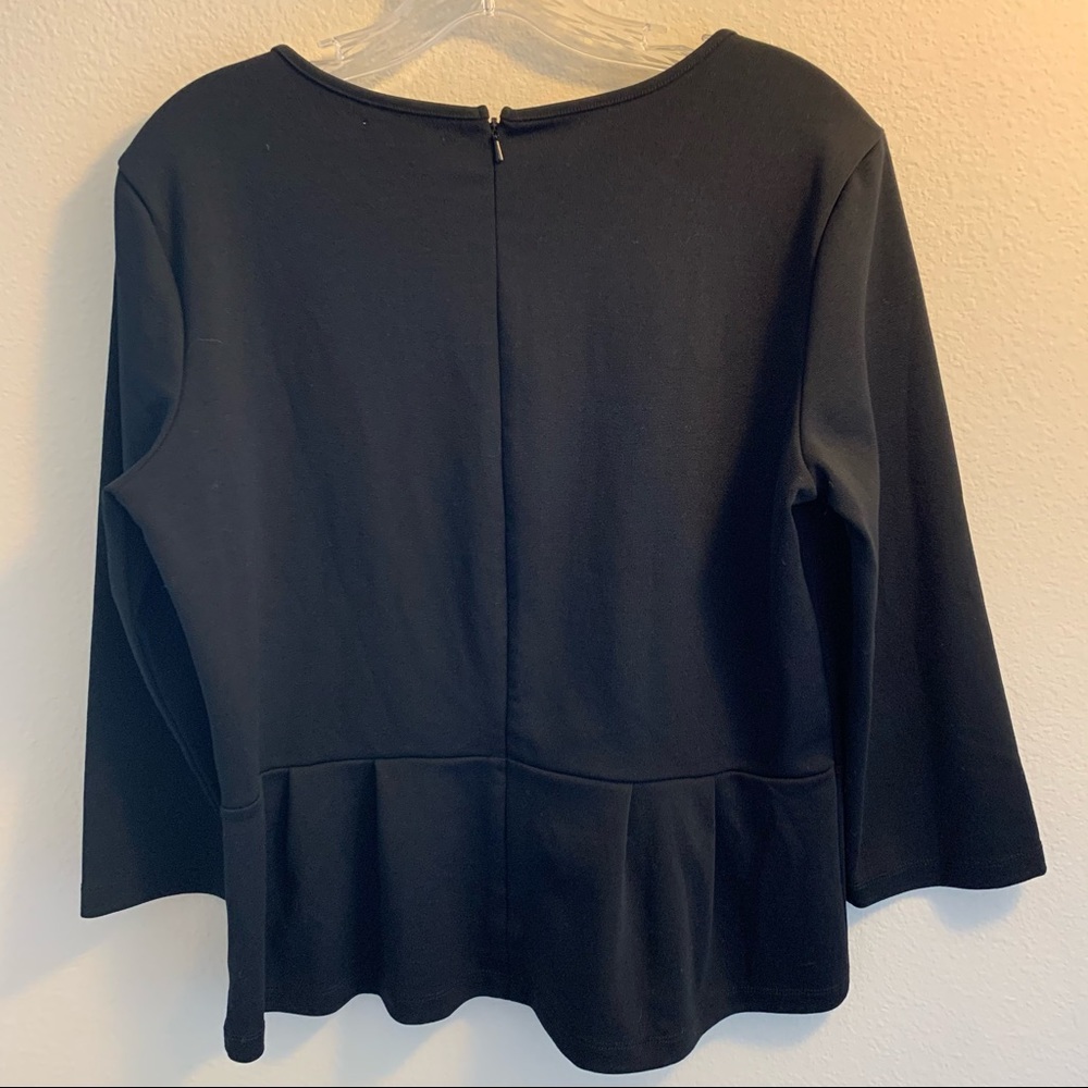 Halogen Mixed Material Zip Back Ruffle Shirt L - Picture 6 of 11